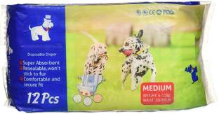 PSK PET MART Dog Diaper Medium Size | for Waist Size 30-50 cm | 12 Count Disposable Dog Diapers