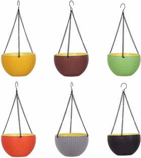 AASHU self Watering Hanging Flower pots for Balcony and Planter pots Hanging with Chain Plant Container Set