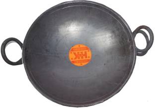 Super HK Small Iron/Loha/Lokhand Black Kadhai for Tadka/Frying/Cooking Kadhai 20.32 cm diameter 1 L capacity