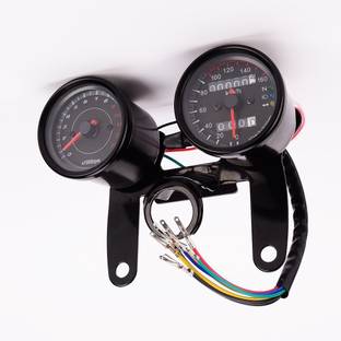 acube mart Universal Motorcycle LED Dual Odometer Speedometer Tachometer Speedo twin Meter Analog Speedometer