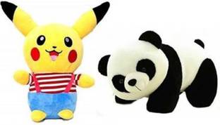Nihan Enterprises Soft Toy Pokemon Pikachu with Soft Panda Teddy Bear  - 30 cm