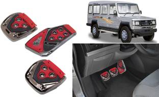 Selifaur 3 Pcs Red Non-Slip Manual Car Pedals kit Pad Covers Set for Land Cruiser Car Pedal