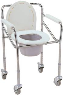HealthEmate Folding with Wheel Commode Chair