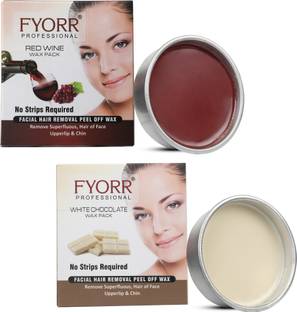 FYORR Facial Katori Peel-Off Wax Combo of 2 Red wine & White Choclate- each Wax