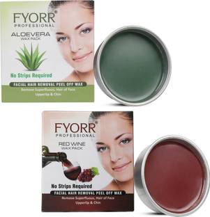 FYORR Facial Katori Peel-Off Wax Combo of 2 Aloevera & Red wine - each Wax