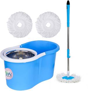 JSN Home Cleaning Spin Mop Steel Wringer Mop With 3 Refill Mop Set