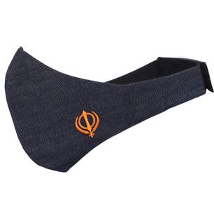 MASQ 3 Layer Embroidered, Designer, Fashionable & Protective, Size Adjustable Cotton Cloth Face Mask for Sikhs Sikh_Velcro_01 Reusable, Washable Cloth Mask