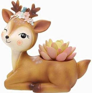 Beebom Craft Handcrafted Resin Deer Succulent Planter Pots Flower Pot Creative Animal Home and Garden Decor MD-001(Plant Not Included) Plant Container Set