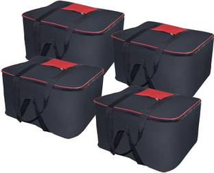 SH NASIMA MANUFACTURER Storiette Big Underbed Moisture Proof Storage Bag,(54 x 46 x 28 cm) Pack OF -4 Black Poly-canvas Laundry Bag