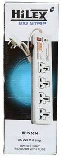 HiLEX Hilex 4 Way Electric Spike Buster Fuse Protection + 1 Button With LED Signal Power Extension Board 4  Socket Extension Boards