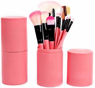 Butees18 Professional Series Makeup Brush Set With Storage Barrel - Pack of 12 (Pink