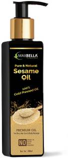 MaxBella Extra Virgin Sesame (Til/Gingelly) Oil for Hair, Body, Skin Care, Massage,100% Pure Cold Pressed and Natural Oil Hair Oil