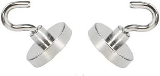 ALEAF 2 Pieces of 25mm Strong Magnetic Hooks - Neodymium Magnetic Hooks for Multi-Purpose Hanging - Heavy Duty Magnets 20 Lbs Hook 1