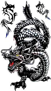 surmul Tribal Black Fire Dragon Wings Temporary waterproof tattoos For Men & Women
