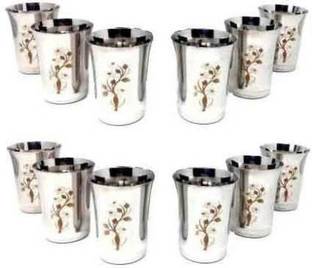 mannu (Pack of 12) (Pack of 12) Pari Pack of 12 Glass 400 Ml Each Glass Set (400 ml, Steel) Glass Set Water/Juice Glass