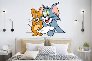 BALKRISHNA WALL STICKER 69 cm tom and jerry wall sticker Self Adhesive Sticker