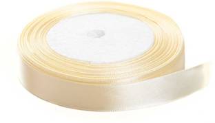 Crafto Satin Ribbon for Craft Decorations Clothes Sewing Making Purpose (5 Roll, Light Cream Color)