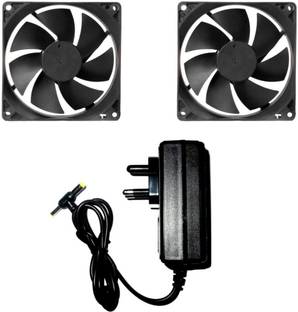 FUTURONICS DC FAN 2 Cabinet Fan - 80X80X25MM (12 VOLT) Cooler with 12v/2 AMP Adaptor Cooling Fan All in one Cooler