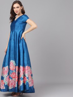 aks women's maxi blue dress