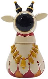 IndiaFx IndiFx Basava / Nandi / Cow / Gou Matha- Decorative Statue or Toy. Handmade in Etiopaka Style Decorative Showpiece  -  10 cm