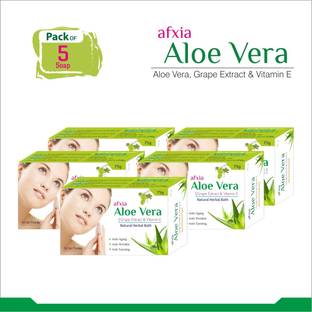 Afxia Aloe Vera Soap for Acne, Dark Circles, Faitness, Pimples, Black Spots and Anti-Aging Soap with Grape Extract, Aloe-Vera & Vitamin E