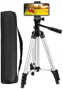 ST ट्रेंज High Quality Tripod Stand 360 Degree 3110 Portable Digital Camera DSLR Mobile Stand Holder Camcorder Tripod Stand Adjustable Head Lightweight Aluminum Flexible Portable Three-way Head tik tok stand Compatible Al Smartphone Best Use for Make Videos on Tiktok,Vigo Video,Snapchat, YouTube Mobile Holder Tripod Kit, Tripod (Silver, Black, Supports Up to 1500 g) ट्राइपॉड