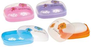 CRAZYGOL Plastic Soap Case, Multicolour -Set of 4