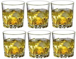 shopgenix mart (Pack of 6) bottom cut wishkey glass Glass Set Whisky Glass