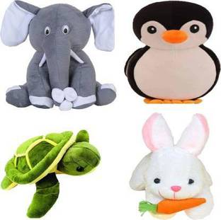 LOVE2SHOP 26cm Super cute and super soft combo of elephant, caterpillar, rabbit carrot, turtle and black & white penguin which has adorable face, gift this cute and adorable combo to your Beloved on Occasion Like Christmas, New Year, Birthday, or on Valentine.  - 26 cm