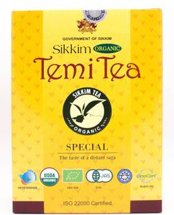 Temi Tea Sikkim Organic Orthodox Special Black Tea (250g pack) - Second Flush, Grade- FTGFOP1 Plain, Unflavoured Black Tea Box