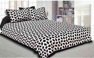 DHAYAL TEXTILES 280 TC Cotton Double Geometric Flat Bedsheet