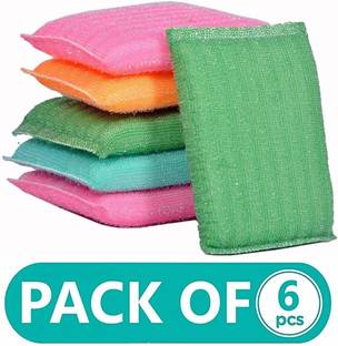 YS Creation Premium (Set Of 6 Pcs) Multicolor Multipurpose Super Absorbent Magic Double Sided Sponge Wipes Scrubber/Scrub Pad For Cleaning Kitchen/Utensils/Dish-Washing/Bardeque Grills/Tiles/Glasswares Scrub Sponge, Scrub Pad (Medium, Pack of 6) Scrub Pad, Scrub Sponge