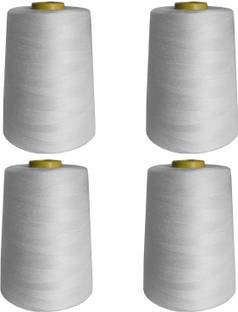 Bobbiny Off White Ployester Sewing Shiny Thread Pack of 4 Spool x 4000 MTS Each Roll.