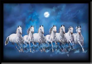 xtore Xtore 7 Lucky Horse Painting With Frame. Wall Hanging Art Digital Reprint 12 inch x 18 inch Painting
