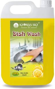 KYORAS SKY Dish Washing Gel For Removing Stain, oil ,Grease and Bacteria.(lemon 10l ) Dish Cleaning Gel (lemon, 2 x 5 L) Dishwash Bar