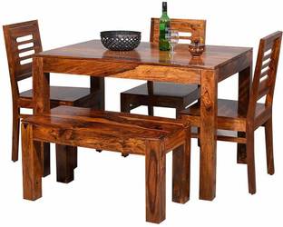 Ratandhara Furniture Solid Sheesham Wood Four Seater Dining Set For Dining Room / Restaurant / Hotel. Solid Wood 4 Seater Dining Set