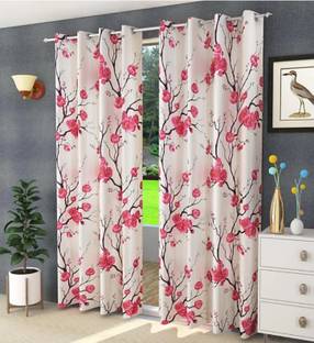 Gantavya 153 cm (5 ft) Window Polyester Semi Transparent Curtain (Pack Of 2)
