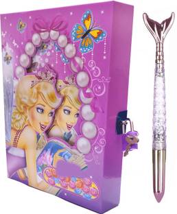 TECHNOCHITRA Charming Angel Designer Lock Diary with Fish Pen A5 Diary Single Rule 60 Pages