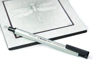Tombow Holder Eraser, Mono Zero Round Shapre Silver (EH-KUR04) Non-Toxic Eraser