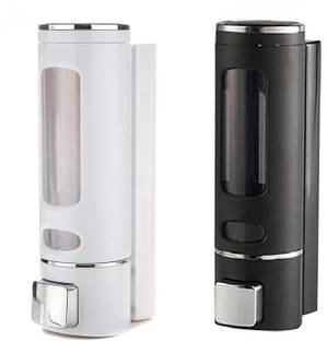NEW WARE (Pack of 2) ABS Liquid Sanitizer Dispenser 400 ML Push Type for Hand Sanitizer,Hand Wash Soap Black and White 400 ml Liquid, Soap Dispenser