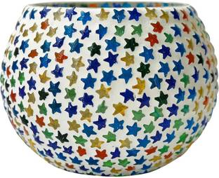 AmigosCorp Star Glass Mosaic Votive Candle Holder Glass 3 - Cup Tealight Holder Set