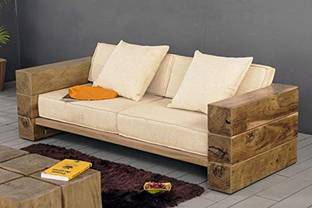 Balaji Furniture Sheesham Wood For Living Room, Office & Lounge 2 seater wooden sofa Fabric 2 Seater  Sofa