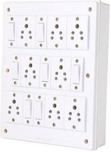 Buram Heavy Duty PVC Extension Board 8 Socket,7 Switch (3 Meters Wire) 8 Socket Extension Boards (White) 8  Socket Extension Boards