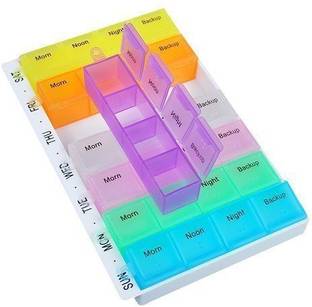 ONGATE 1Pc 7 Day Weekly 28 Compartments Medicine Pill Organizer Tablet Storage Container Pill Box