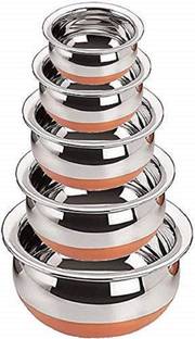 LEOSXA 5 Copper Bottom Handi Set, Serving Handi Set, 5 Bowl Set, Serving Handi Set Handi 0.5 L, 1 L, 1.4 L, 1.8 L, 2.1 L