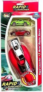 NIYAMAT 3Pcs Metal Die Cast Car with Rapid Launcher for Kids - Multi Color