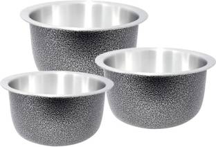 bartan hub Tope /Bhagona/Patila Set Of 3 (2000 ML , 2500 ML , 3000 ML ,Aluminium Made , Dishwasher Safe) Cookware Set