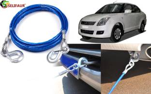 Selifaur T7227-Heavy Duty Tow Ropes 8mm 4mtr 6Tons Wire Cable High Strength Hook Steel Wire Trailer Car Emergency Towing Rope for Swift Dzire 4 m Towing Cable