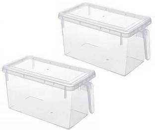 CHEVAZ Plastic Refrigerator Organizer Container With Handle Food Storage Organizer Boxes - Transparent with Lid 3 L Plastic Fridge Container Storage Basket