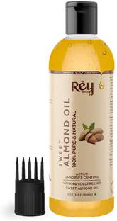 Rey Naturals 100% Pure & Natural Sweet Almond oil - Virgin & Cold pressed - for hair & skin - 100 ml Hair Oil